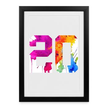 NUMMER 20 JAHRE ALT 20. GEBURTSTAG - Gerahmtes Poster (27 × 37 cm) - Schwarz - Vorne