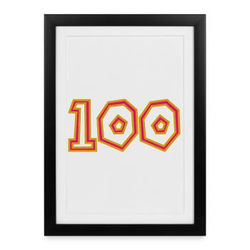 100. 100 ANS. 100e ANNIVERSAIRE. ANNIVERSAIRE 100 - Affiche encadrée (27 × 37 cm) - noir - Devant