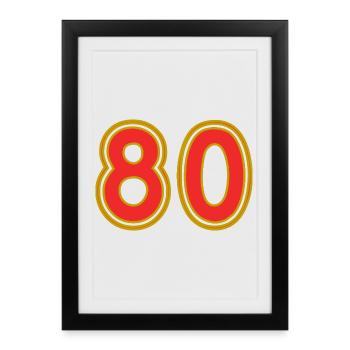80. 80 ANS. 80e ANNIVERSAIRE. ANNIVERSAIRE 80 ANS. - Affiche encadrée (27 × 37 cm) - noir - Devant
