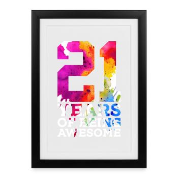 21 ANS D’ÊTRE GÉNIAL 21E ANNIVERSAIRE - Affiche encadrée (27 × 37 cm) - noir - Devant