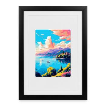 Lago Maggiore Schweiz Vintage Reiseplakat - Gerahmtes Poster (27 × 37 cm) - Schwarz - Vorne