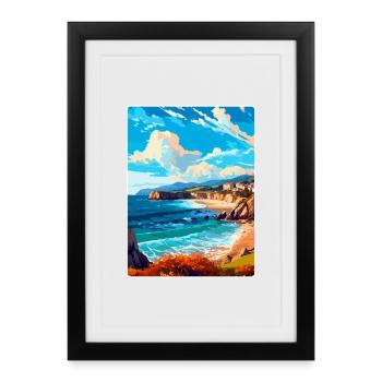 Cantabrie Espagne Affiche de voyage vintage Souvenir WPA - Affiche encadrée (27 × 37 cm) - noir - Devant