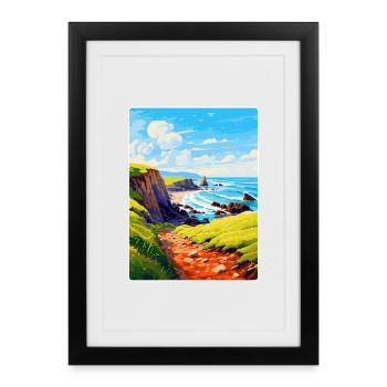 Hartland Quay Devon Vintage Travel Poster Souvenir - Framed poster (27 × 37 cm) - black - Front