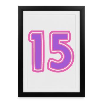 15. 15 ANS. 15e ANNIVERSAIRE. ANNIVERSAIRE 15 ANS. - Affiche encadrée (27 × 37 cm) - noir - Devant