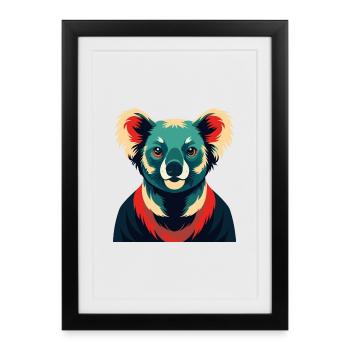Koala dessin animé personnage animal de compagnie coloré - Affiche encadrée (27 × 37 cm) - noir - Devant