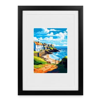 Gorran Haven Angleterre Royaume-Uni Affiche de voyage Souvenir WPA - Affiche encadrée (27 × 37 cm) - noir - Devant
