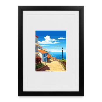 Nazare Portugal Vintage Travel Poster WPA Souvenir - Framed poster (27 × 37 cm) - black - Front