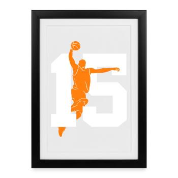 NUMÉRO 15 BASKETBALL 15E ANNIVERSAIRE - Affiche encadrée (27 × 37 cm) - noir - Devant