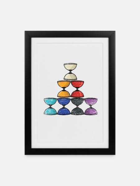 Furchtloser Diabolo Straßenjongleur - Gerahmtes Poster (27 × 37 cm) - Schwarz