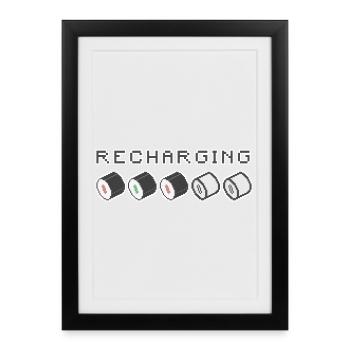 Rechargement Pixel Sushi - Affiche encadrée (27 × 37 cm) - noir - Devant