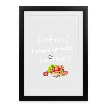 Tablier de cuisine personnalisable - Affiche encadrée (27 × 37 cm) - noir - Devant