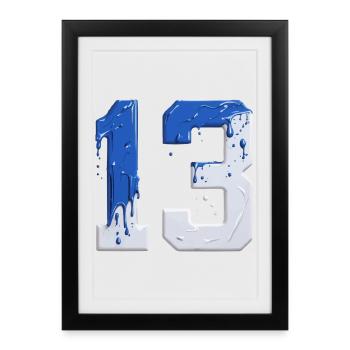NO. 13 NUMBER 13 BLUE WHITE 13TH BIRTHDAY - Framed poster (27 × 37 cm) - black - Front