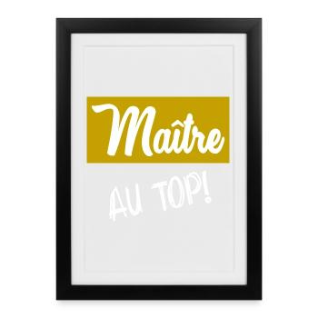 MAÎTRE. MAITRE. MERCI. MERCI MAÎTRE - Affiche encadrée (27 × 37 cm) - noir - Devant