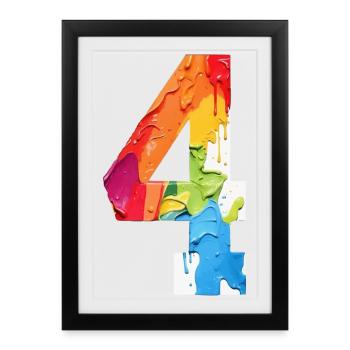 COLORÉ NUMÉRO 4 COLORÉ 4E ANNIVERSAIRE - Affiche encadrée (27 × 37 cm) - noir - Devant