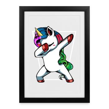Unicorn Dab with Rainbow - Framed poster (27 × 37 cm) - black - Front