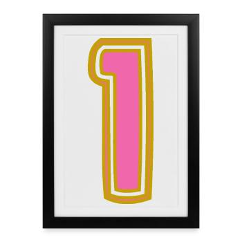 1. 1 AN. 1er ANNIVERSAIRE. ANNIVERSAIRE 1 AN - Affiche encadrée (27 × 37 cm) - noir - Devant