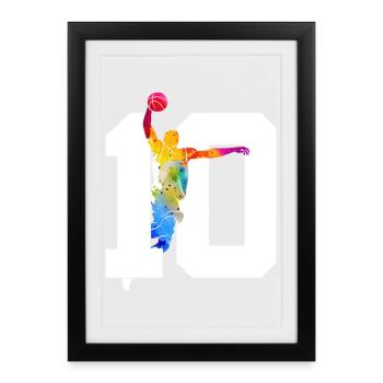 NUMÉRO 10 : 10E ANNIVERSAIRE DE BASKET-BALL - Affiche encadrée (27 × 37 cm) - noir - Devant
