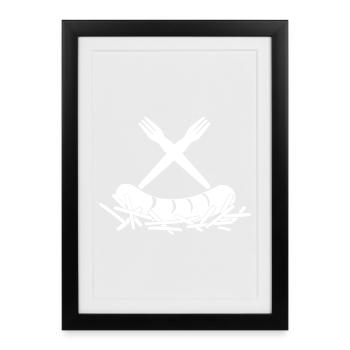 French Fries Currywurst French Fries Forks Logo - Framed poster (27 × 37 cm) - black - Front