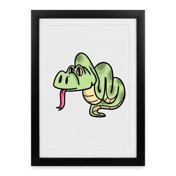 Umschlingende Python Regenwald - Gerahmtes Poster (27 × 37 cm) - Schwarz - Vorne