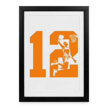 NUMÉRO 12 : 12E ANNIVERSAIRE DE BASKET-BALL - Affiche encadrée (27 × 37 cm) - noir - Devant