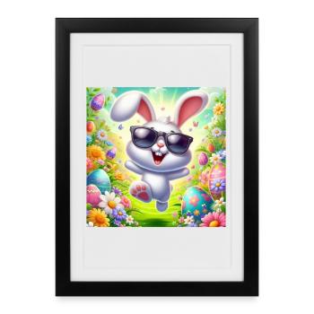 Happy Easter Bunny - Framed poster (27 × 37 cm) - black - Front