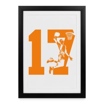 NUMÉRO 17 : 17E ANNIVERSAIRE DE BASKET-BALL - Affiche encadrée (27 × 37 cm) - noir - Devant