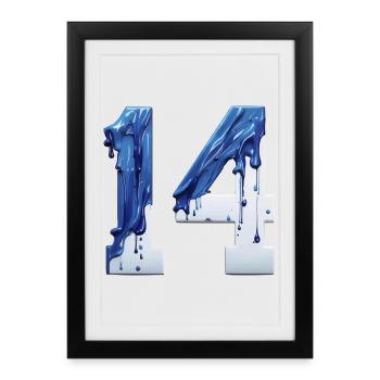NO. 14 NUMBER 14 BLUE WHITE 14TH BIRTHDAY - Framed poster (27 × 37 cm) - black - Front