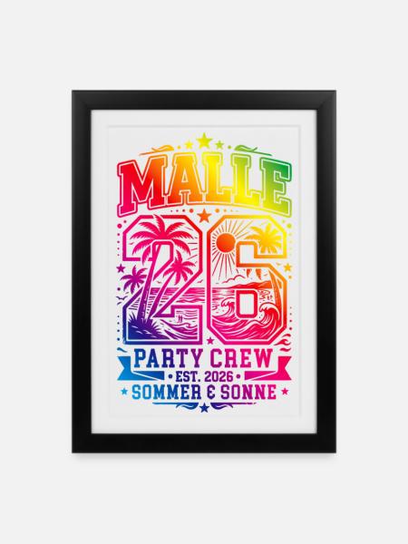 Malle 26 Trikot Bunt Mallorca - Gerahmtes Poster (27 × 37 cm) - Schwarz