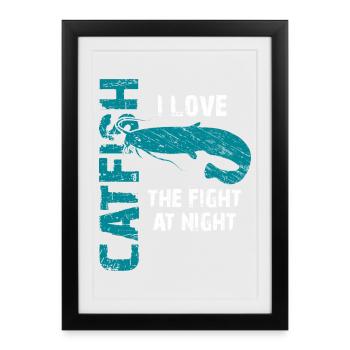 Pêche au poisson-chat Pêche sportive Poisson fort - Affiche encadrée (27 × 37 cm) - noir - Devant