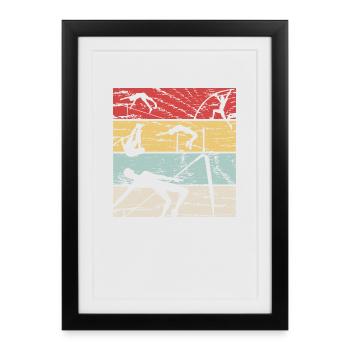 Hochsprung Retro - Gerahmtes Poster (27 × 37 cm) - Schwarz - Vorne