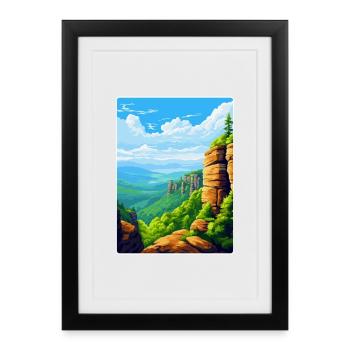 Elbe Sandstone Mountains Germany Travel Poster WPA - Framed poster (27 × 37 cm) - black - Front