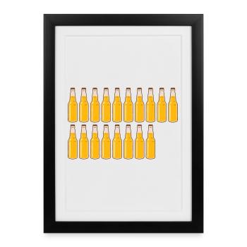 18 bouteilles de bière - Bière - 18 ans - 18e anniversaire - Affiche encadrée (27 × 37 cm) - noir - Devant