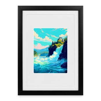 Chutes du Rhin Suisse Affiche de voyage vintage WPA - Affiche encadrée (27 × 37 cm) - noir - Devant