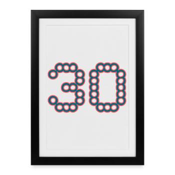 30. 30 ANS. 30e ANNIVERSAIRE. ANNIVERSAIRE 30 ANS. - Affiche encadrée (27 × 37 cm) - noir - Devant