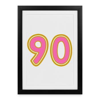 90. 90 ANS. 90e ANNIVERSAIRE. ANNIVERSAIRE 90 ANS. - Affiche encadrée (27 × 37 cm) - noir - Devant