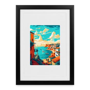 Lagos Portugal Vintage Travel Poster Souvenir WPA - Framed poster (27 × 37 cm) - black - Front
