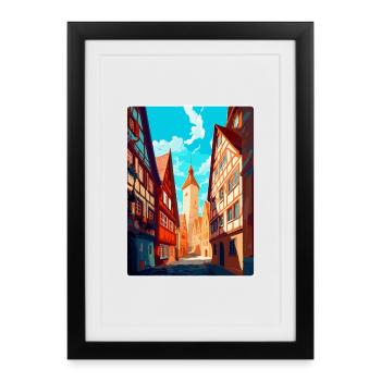 Hildesheim Deutschland Vintage Reiseplakat Souvenir - Gerahmtes Poster (27 × 37 cm) - Schwarz - Vorne