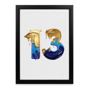 NO. 13 NUMBER 13 COOL 13TH BIRTHDAY - Framed poster (27 × 37 cm) - black - Front