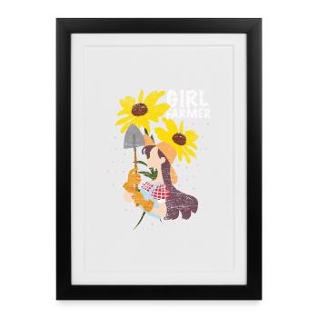 Tatkräftige Landwirtin Feldarbeit - Gerahmtes Poster (27 × 37 cm) - Schwarz - Vorne
