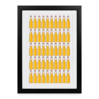 50 bouteilles de bière - Bière - 50 ans - 50e anniversaire - Affiche encadrée (27 × 37 cm) - noir - Devant