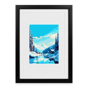 Val D Isère France Affiche de voyage vintage souvenir - Affiche encadrée (27 × 37 cm) - noir - Devant