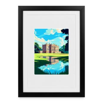 Attingham Park Shropshire Voyage Poster Souvenir - Affiche encadrée (27 × 37 cm) - noir - Devant