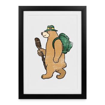 Abenteuerlustiger Backpacker Bär - Gerahmtes Poster (27 × 37 cm) - Schwarz - Vorne