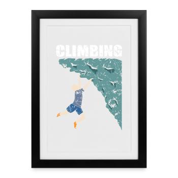 Klettern Climbing Kletterer Climber - Gerahmtes Poster (27 × 37 cm) - Schwarz - Vorne