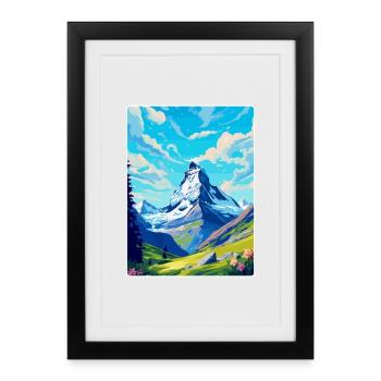 Matterhorn Suisse Affiche de voyage vintage WPA - Affiche encadrée (27 × 37 cm) - noir - Devant