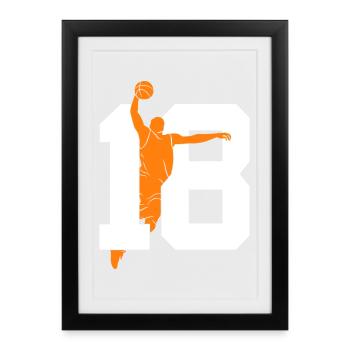 NUMBER 18 BASKETBALL 18TH BIRTHDAY - Framed poster (27 × 37 cm) - black - Front
