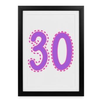30. 30 ANS. 30e ANNIVERSAIRE. ANNIVERSAIRE 30 ANS. - Affiche encadrée (27 × 37 cm) - noir - Devant