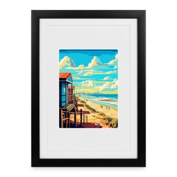 Zandvoort Pays-Bas Affiche de voyage vintage WPA - Affiche encadrée (27 × 37 cm) - noir - Devant