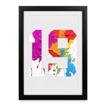 COLORED NUMBER 19 COLORFUL 19TH BIRTHDAY - Framed poster (27 × 37 cm) - black - Front