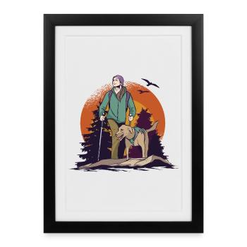 Marcher avec le chien - Affiche encadrée (27 × 37 cm) - noir - Devant